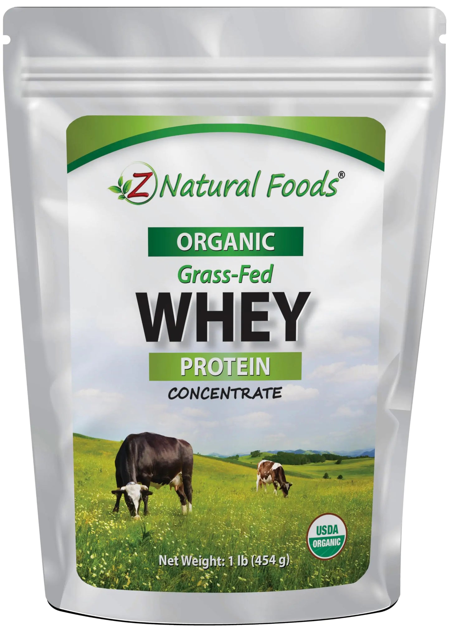 Z Natural Foods Organic Whey Protein Concentrate - Nutrient-Dense Grass Fed Whey Protein Powder - Cold Processed Pure Whey Protein with Essential Amino Acids for Nutrition & Fitness Unflavored 1 lb