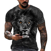 3D Printed Lion Pattern Men's Casual T-shirt (Large Size)