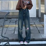 American Retro Street Pocket Clip Embroidered Jeans