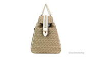 Michael Kors Travel Large Light Cream Signature PVC Top Zip Weekender Duffle Bag