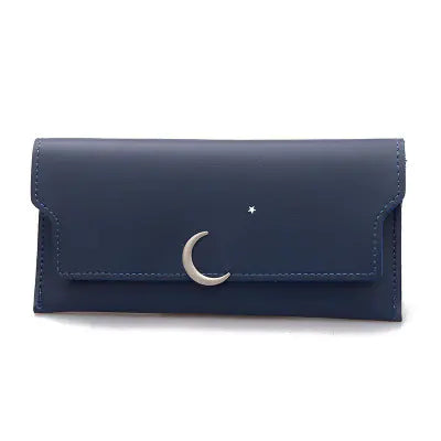 Star Moon Rivet Zipper Soft Leather Wallet