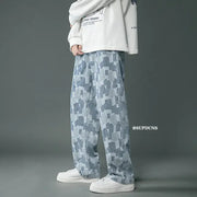 Men's Straight Leg Baggy Denim Jeans in Blue and Black