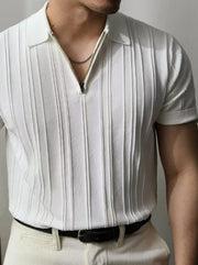 The Luc Polo L - Black Summer Knit Short Sleeve T-Shirt