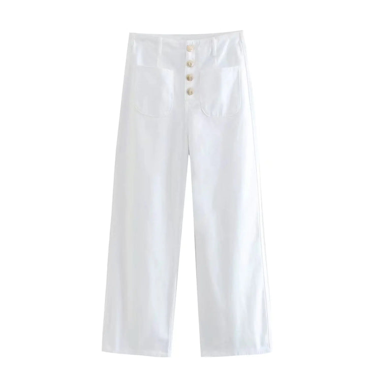 European High-Waisted Baggy Wide-Leg Capri Jeans