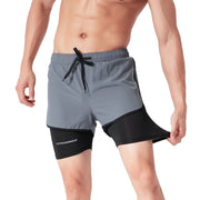 Fake Two-Piece Sports Shorts with Elastic Base