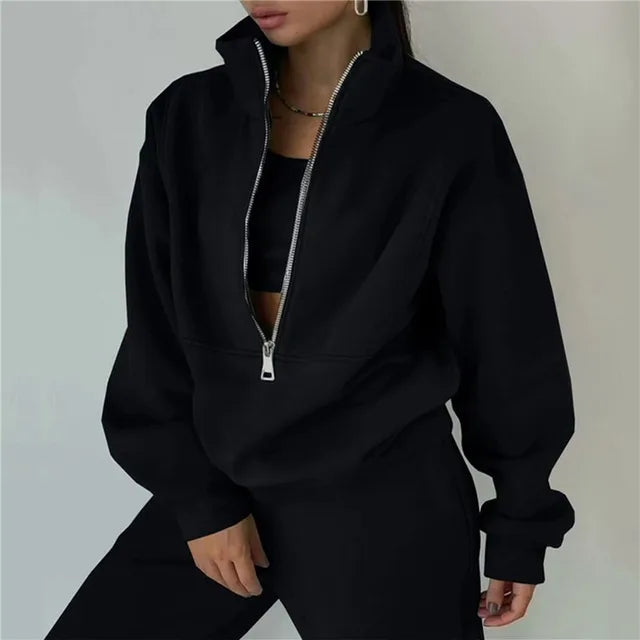 Women Zipper Hooded Tracksuit Sports 2 PCS Sets Sweatshirts Pullover Hoodies Pants Suit Home Sweatpants Trousers Outfits NEW