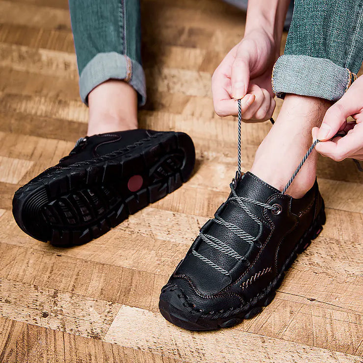 Handmade Leather Soft Bottom Loafers Casual Shoes