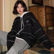Casual Printed Polo Neck Half Zip Versatile Sweater