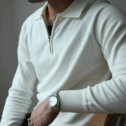 Men's Half Zipper Knitted Polo Shirt