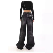 Vintage Washed Black Wide-Leg High-Waisted Jeans