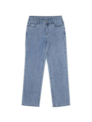Mid Rise Baggy Loose Fit Pleated Hem Denim Jeans