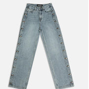 High Rise Boyfriend Jeans with Loose Fit Denim Pants