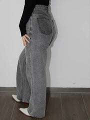 Stylish Women's Black Wide Leg Baggy Denim Pants