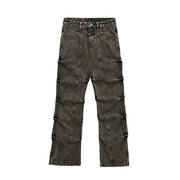 Men's Vintage Crumpled Skinny Jeans in Washed-out Style