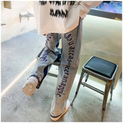 Men's Unisex Loose Fit Straight Leg Jeans with Print