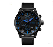 Quartz Three-Needle Watch with Leather Strap