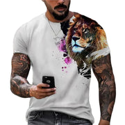 3D Printed Lion Pattern Men's Casual T-shirt (Large Size)
