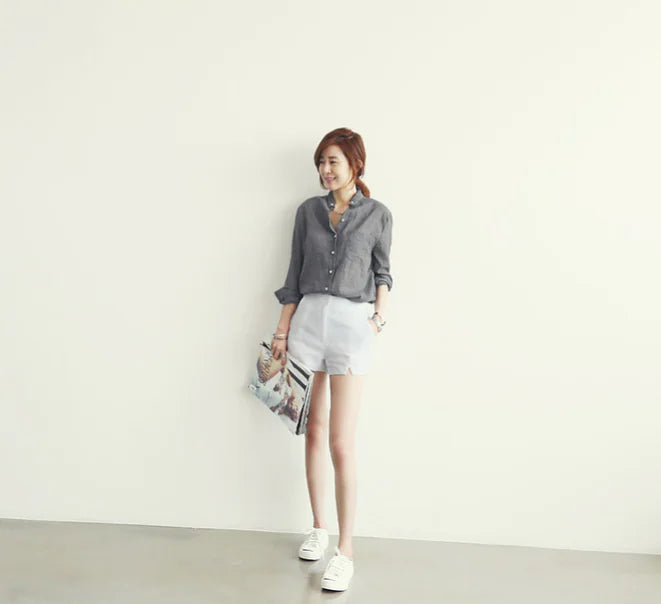 Linen Shirt, Casual Loose Thin Cotton-Linen Top