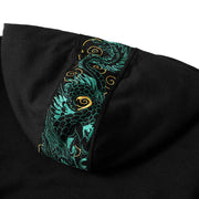 Japanese Style Dragon Embroidered Hoodie for Men