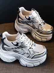 Lace Up Round Toe Platform Sneakers