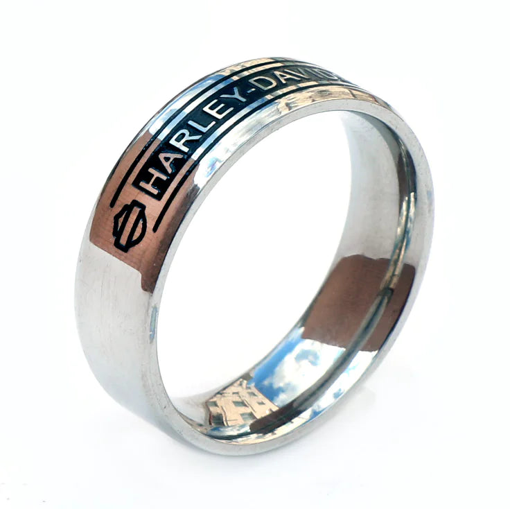 Titanium Steel Ring - Harley Style Band