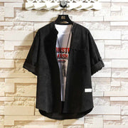 Casual Men's Loose Shirt with Pockets and Stand Collar