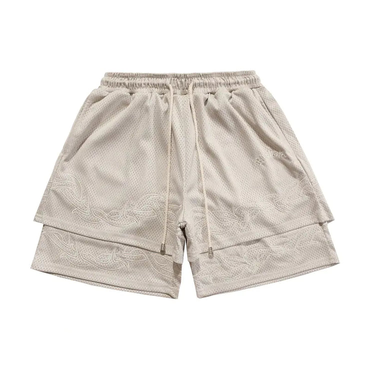 Thorns Fake Two-Piece Hip Hop Shorts for Men