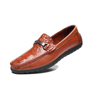 Men's Genuine Leather Loafers with Crocodile Pattern