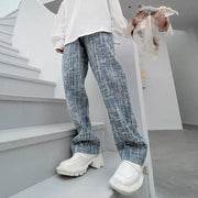 Men's Old Loose Jeans with Jacquard Texture Design