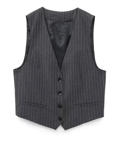 Chalk Stripe Vest - Tailored Women&