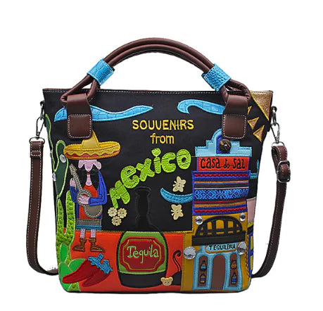 Embroidered Canvas Bag - Trendy Tote Bag