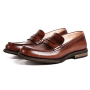 British Casual Men's Cowhide Leather Loafers