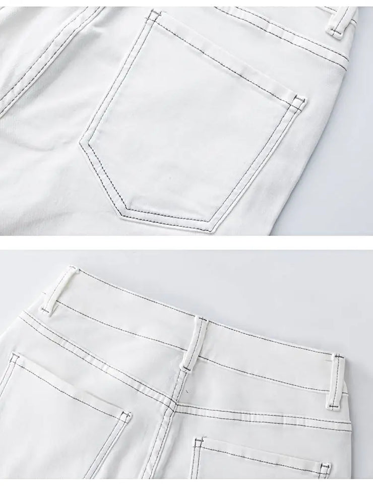 High Rise Loose Fit Boyfriend White Denim Jeans