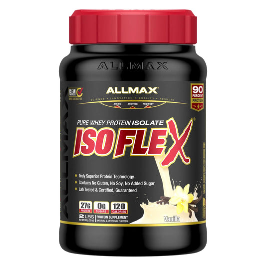 ALLMAX ISOFLEX Whey Protein Isolate Vanilla - 2 lb - 27 Grams of Protein Per Scoop - Zero Fat & Sugar - 99% Lactose Free - Gluten Free & Soy Free - Approx. 30 Servings