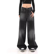 Vintage Washed Black Wide-Leg High-Waisted Jeans