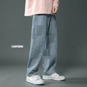 Men's Retro Geometric Splicing Hip-Hop Loose Jeans