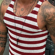 Men's Slim Fit Stripe Print Sleeveless Workout Vest