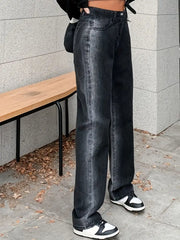 High Waist Straight Jeans - Loose Fit Baggy Denim