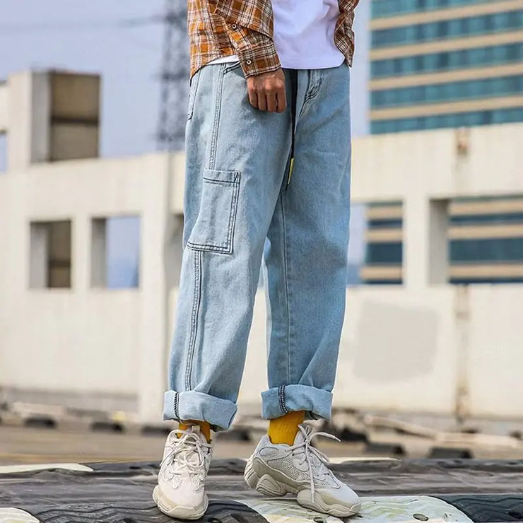 Loose Fit Unisex Hip Hop Pants - Trendy Wide Leg Jeans