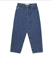 Baggy Big Boy Jeans - Dark Blue Y2K Retro Style (One Piece)