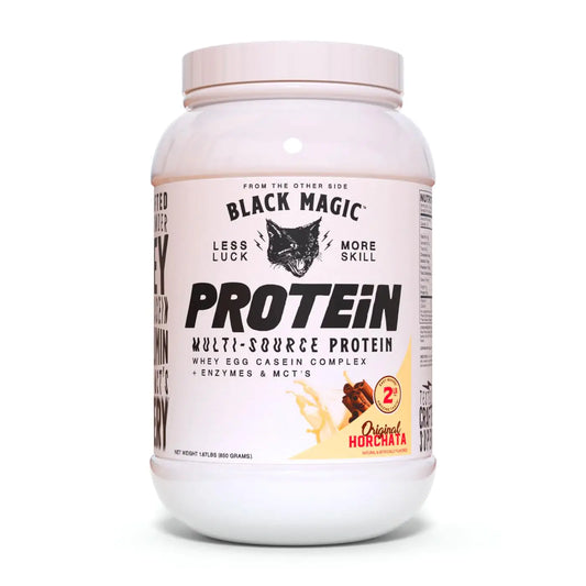 Black Magic Multi-Source Protein - Pre Workout and Post Workout - 2LB - 23g Protein - Whey Egg Albumin Enzymes Micellar Casein & MCTs (Horchata)