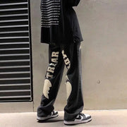 Men's Harajuku Stretch Waist Loose Patch Jeans