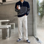 Fashion Lapel Long-sleeved Sweater Man