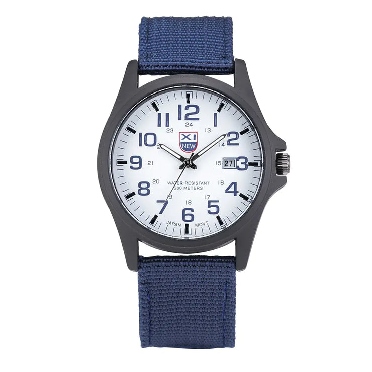 Canvas Strap Quartz Watch with Calendar Function