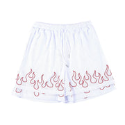 Men's Trendy Flame Embroidered Two-Piece Sports Shorts