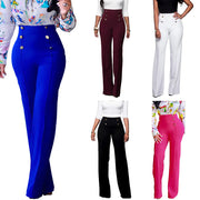 Trendy Women's Tailored Straight Leg Pants with Buttons
