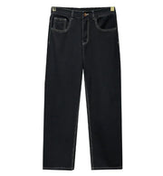 Men's Loose Fit Solid Color Washed Jeans