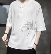 Men's Summer Printed Crew Neck 3/4 Sleeve T-Shirt