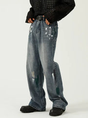 Men's Ripped Wide Leg Jeans - Four Seasons Design