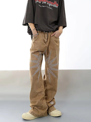 Men's Loose Fit Hip Hop Star Embroidered Jeans